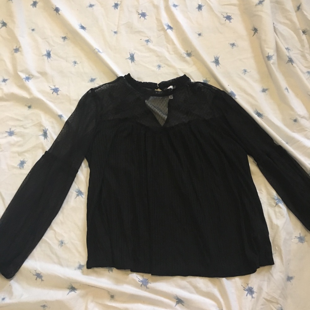 High-Neck Mesh Blouse